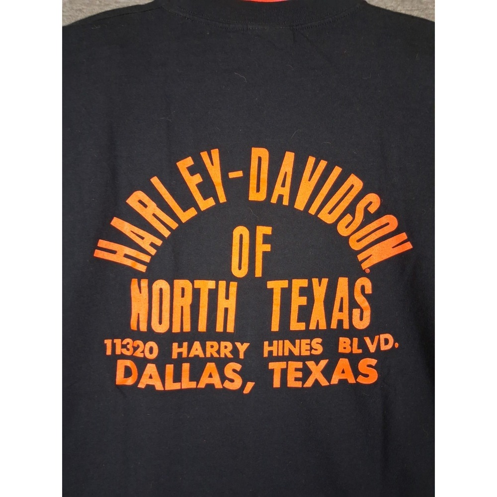 Harley Davidson Mens Shirt 2XL Black Orange USA Made North Texas Milwakee - Picture 9 of 9
